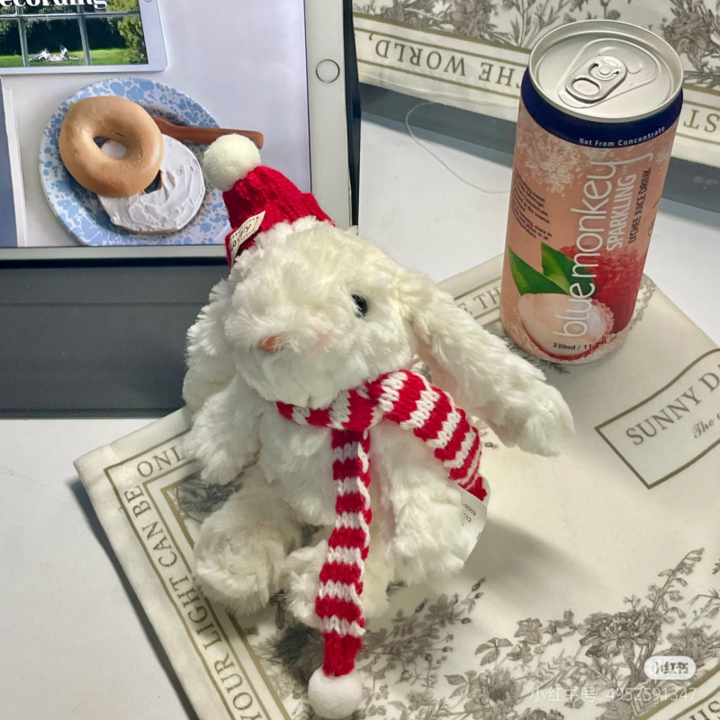 Plīša zaķēns atslēgu piekariņš un somas kulons, anime dizains, svaigs un salds stils, vasara 2024