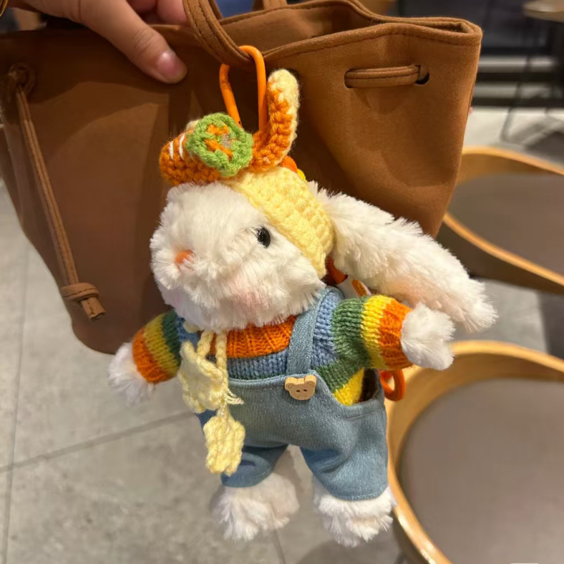 Plīša zaķēns atslēgu piekariņš un somas kulons, anime dizains, svaigs un salds stils, vasara 2024