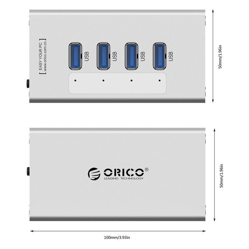 Orico A3H4 USB 3.0 napajani hub s 4 porta, 6 Gbps, kabel 1 m