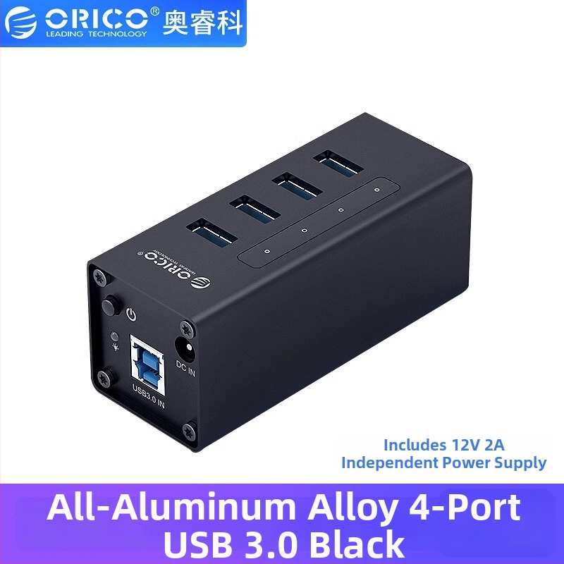 Orico A3H4 USB 3.0 napájaný 4-portový hub, 6 Gbps, 1 m kábel