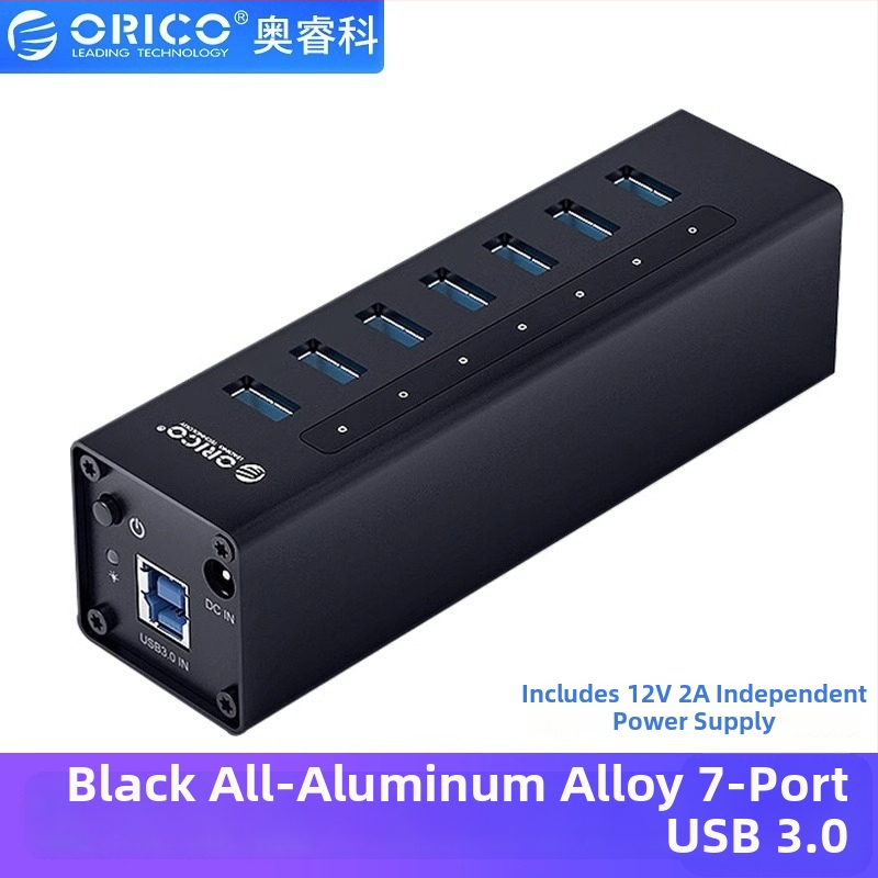 Orico A3H4 USB 3.0 napájaný 4-portový hub, 6 Gbps, 1 m kábel