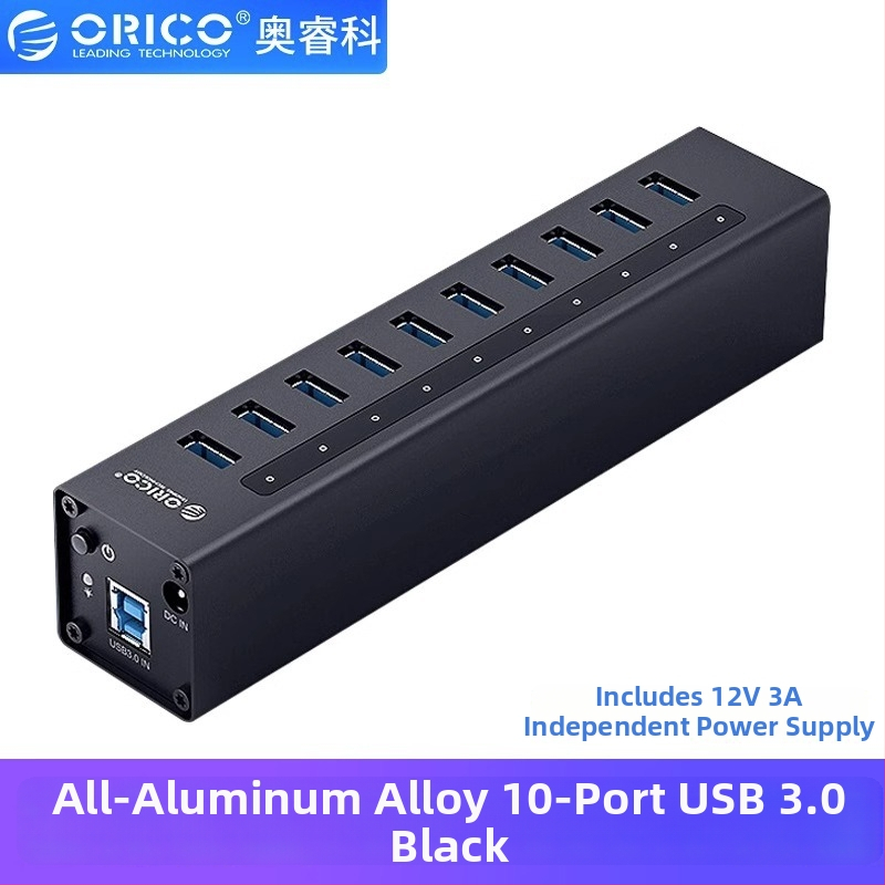 Orico A3H4 USB 3.0 napájaný 4-portový hub, 6 Gbps, 1 m kábel
