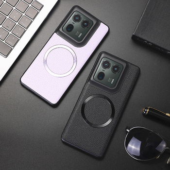 Husă Motorola pentru telefon cu textură de piele magnetică, protecție totală, finisaj mecanizat, personalizabil