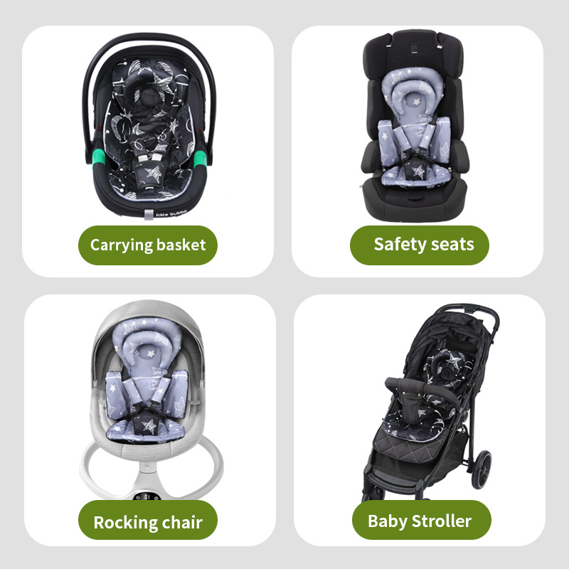 Kokvilnas paliktnis bērnu ratiem un gultiņai, četru sezonu saderība, iekšējā spilvena nomaiņa, vidukļa atbalsts un galvas spilvens