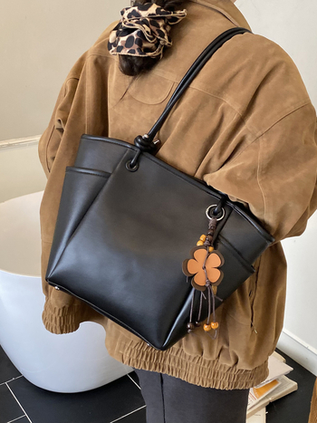 Geantă bucket pentru femei – Simplitate urbană, PU, Închidere cu fermoar, Capacitate mare, buzunar pentru telefon