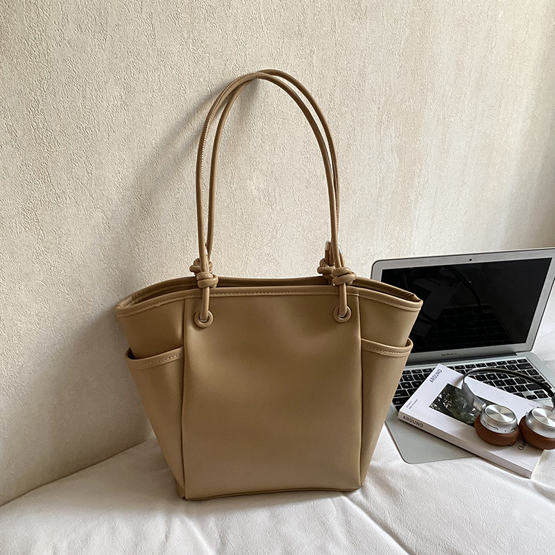 Geantă bucket pentru femei – Simplitate urbană, PU, Închidere cu fermoar, Capacitate mare, buzunar pentru telefon