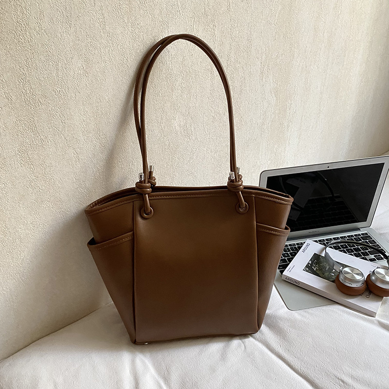 Geantă bucket pentru femei – Simplitate urbană, PU, Închidere cu fermoar, Capacitate mare, buzunar pentru telefon