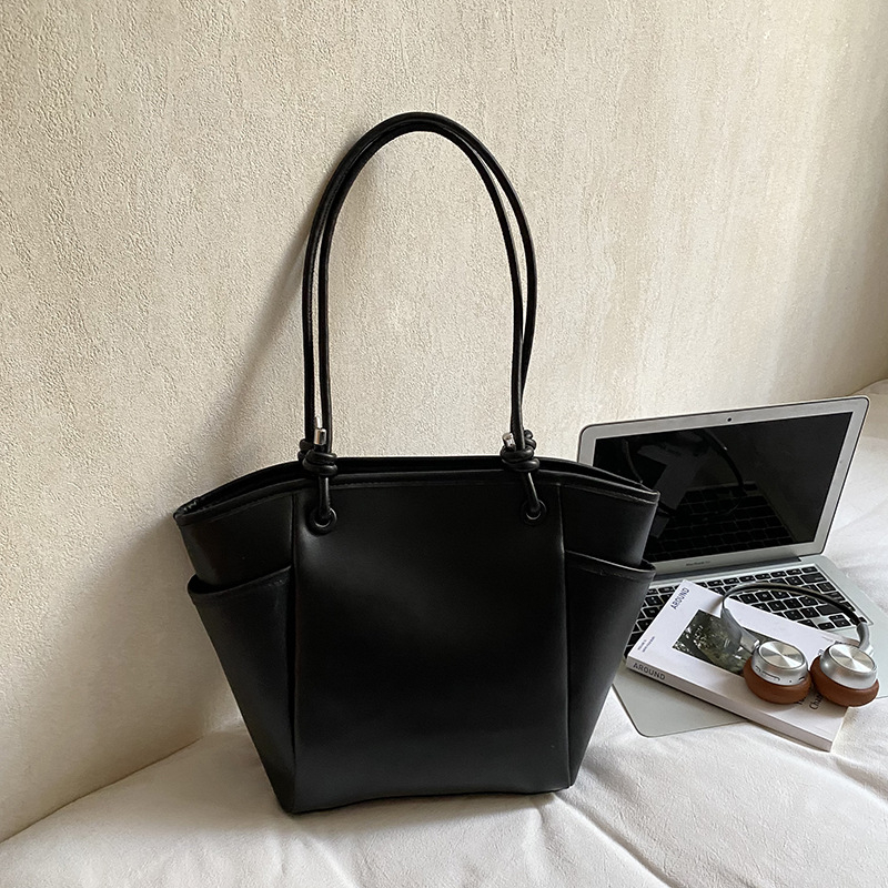 Geantă bucket pentru femei – Simplitate urbană, PU, Închidere cu fermoar, Capacitate mare, buzunar pentru telefon