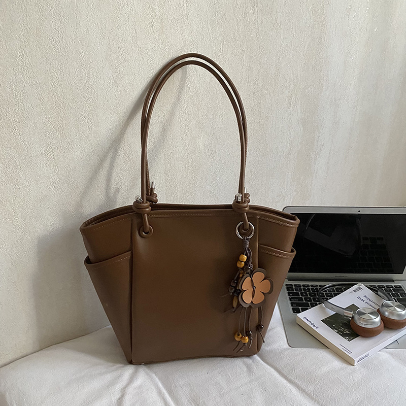 Geantă bucket pentru femei – Simplitate urbană, PU, Închidere cu fermoar, Capacitate mare, buzunar pentru telefon