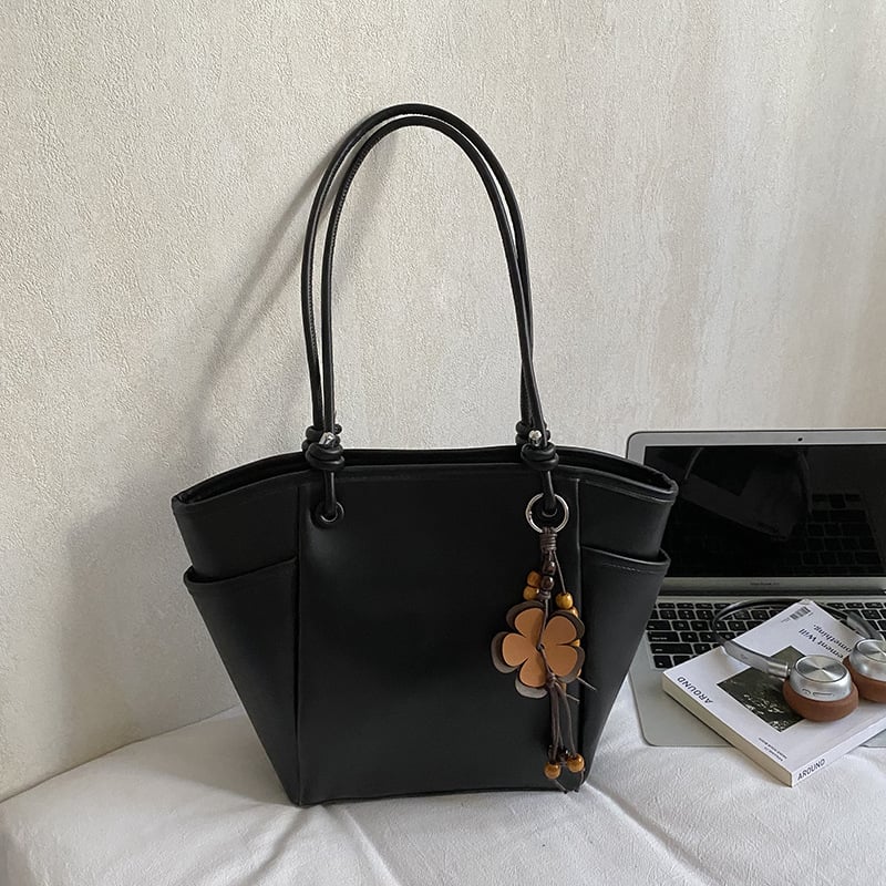 Geantă bucket pentru femei – Simplitate urbană, PU, Închidere cu fermoar, Capacitate mare, buzunar pentru telefon