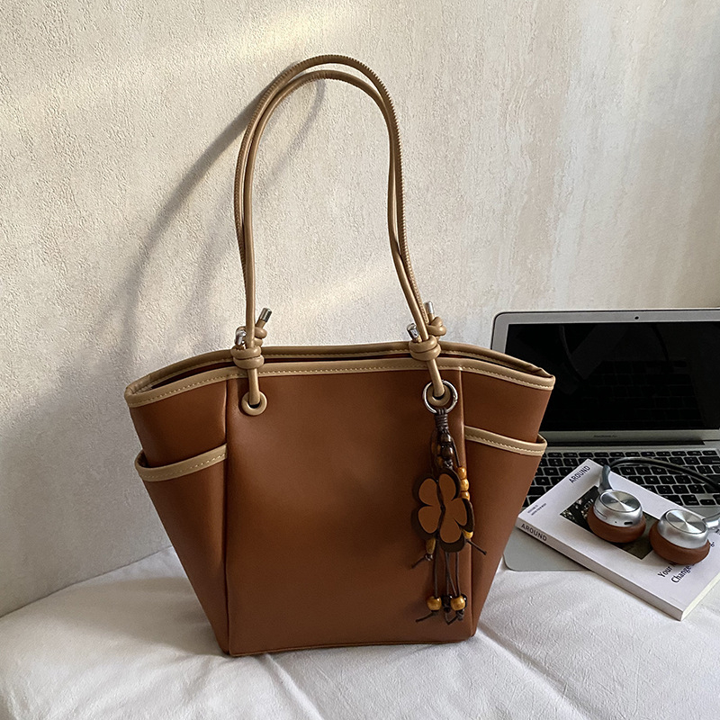 Geantă bucket pentru femei – Simplitate urbană, PU, Închidere cu fermoar, Capacitate mare, buzunar pentru telefon