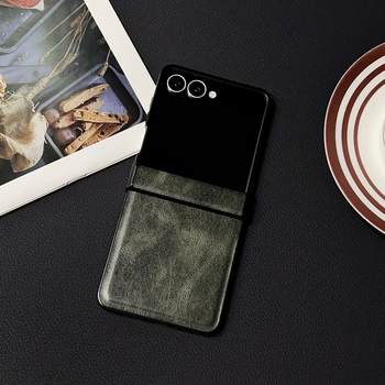 Калъф за Samsung Galaxy Z Flip7 – сгъваем от изкуствена кожа с релефна текстура, защита срещу падане