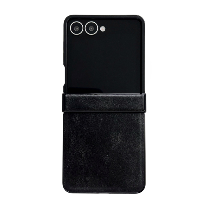 Калъф за Samsung Galaxy Z Flip7 – сгъваем от изкуствена кожа с релефна текстура, защита срещу падане