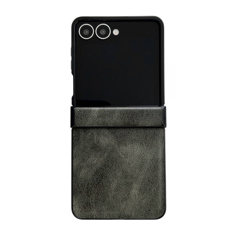 Калъф за Samsung Galaxy Z Flip7 – сгъваем от изкуствена кожа с релефна текстура, защита срещу падане