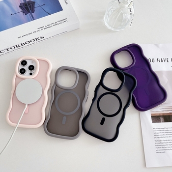 Husă pentru iPhone cu model în valuri, închidere magnetică, finisaj sablat, TPU+PC, rezistentă la șocuri, antiamprente