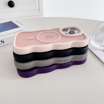 Husă pentru iPhone cu model în valuri, închidere magnetică, finisaj sablat, TPU+PC, rezistentă la șocuri, antiamprente