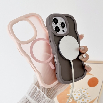 Husă pentru iPhone cu model în valuri, închidere magnetică, finisaj sablat, TPU+PC, rezistentă la șocuri, antiamprente