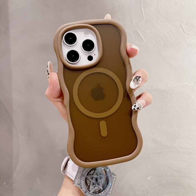 Husă pentru iPhone cu model în valuri, închidere magnetică, finisaj sablat, TPU+PC, rezistentă la șocuri, antiamprente