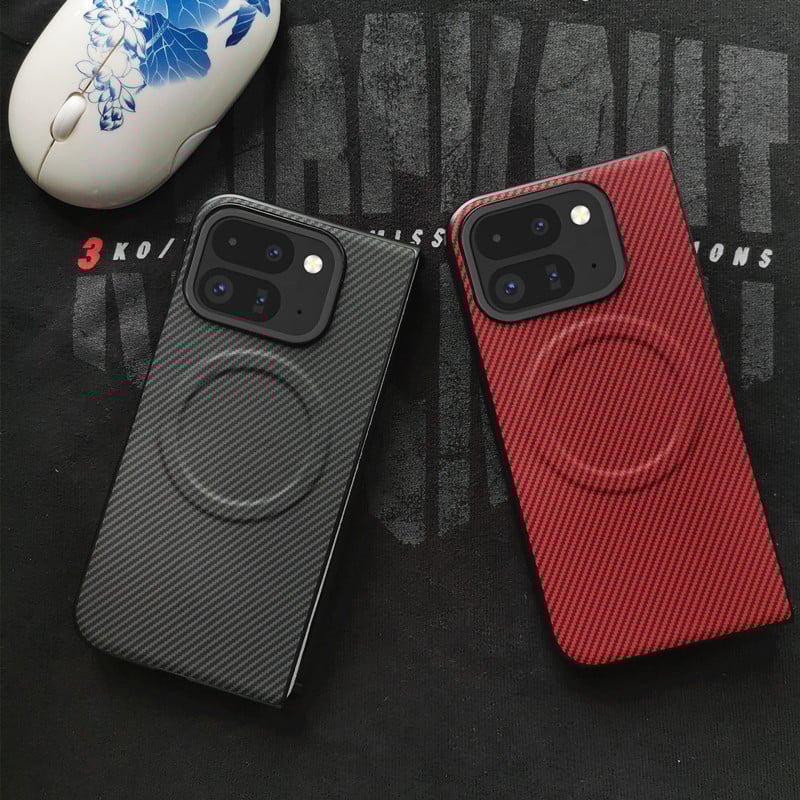 Θήκη Google Pixel Fold, διπλόμενη, με μοτίβο ανθρακονήματος, μαγνητική, μηχανική κατεργασία, Υποστήριξη για προσαρμογή