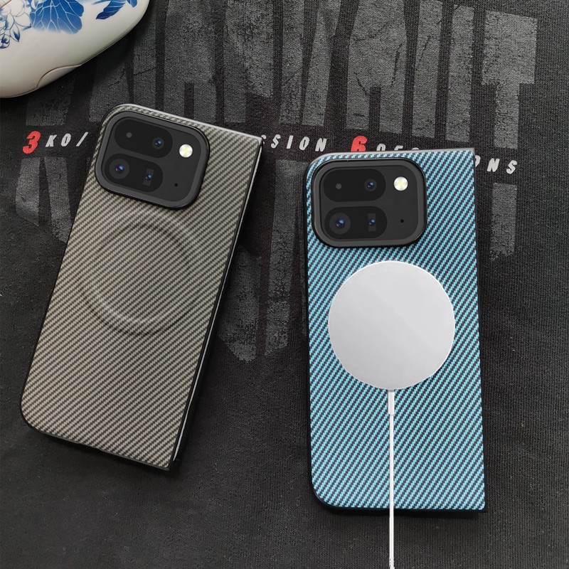 Θήκη Google Pixel Fold, διπλόμενη, με μοτίβο ανθρακονήματος, μαγνητική, μηχανική κατεργασία, Υποστήριξη για προσαρμογή