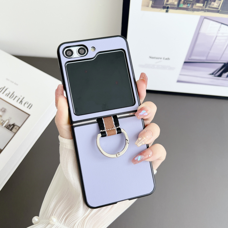 Θήκη Samsung Galaxy Z Flip σειράς, κλαμσέλ στιλ, υλικό PC/PU απλό, μηχανική επεξεργασία, υποστήριξη εξατομίκευσης