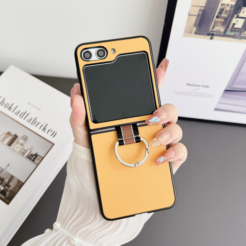 Θήκη Samsung Galaxy Z Flip σειράς, κλαμσέλ στιλ, υλικό PC/PU απλό, μηχανική επεξεργασία, υποστήριξη εξατομίκευσης