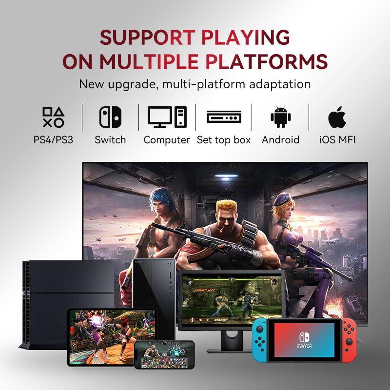 Arkadni joystick za igre – kompatibilan sa Switch, Android, iOS, PC i TV, USB priključak, ABS kućište, bez vibracija, višefunkcionalan