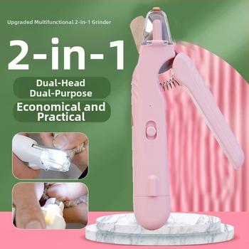 Tăietor pentru unghii de pisică, 2 în 1, cu fișier LED și polisare unghii