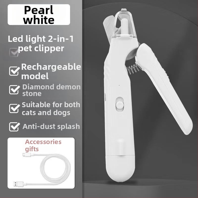 Tăietor pentru unghii de pisică, 2 în 1, cu fișier LED și polisare unghii