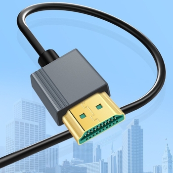 HDMI 2.1 kabel sa spiralnim vodom (bakreni vodič, niklani završetak, adapter kabel)