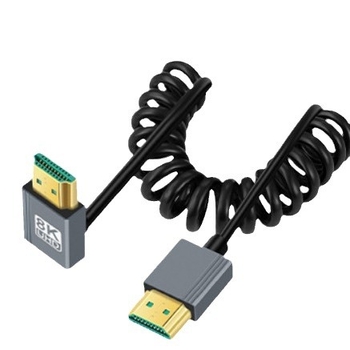 HDMI 2.1 kabel sa spiralnim vodom (bakreni vodič, niklani završetak, adapter kabel)