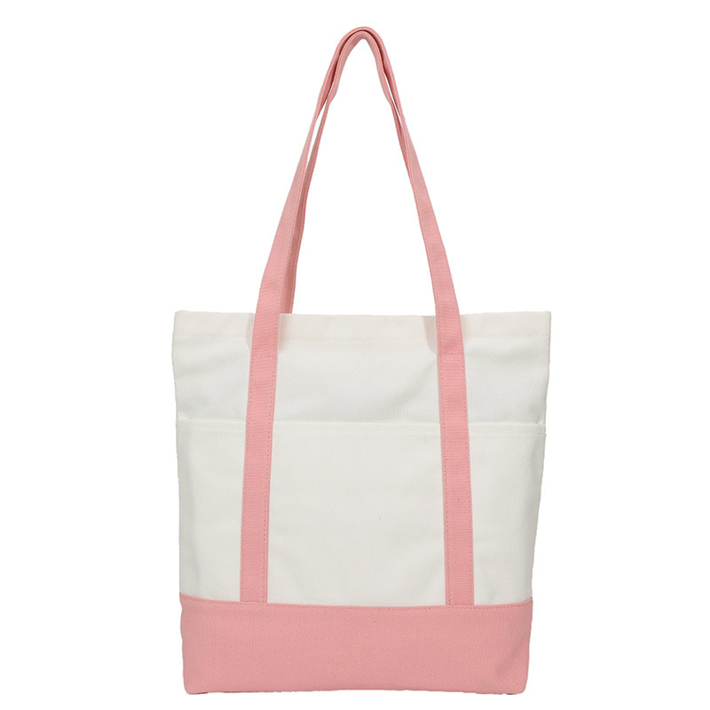 Канвасова чанта с принт на лого и текстура, цип за затваряне, подплата от полиестер, двойни презрамки, множество вътрешни джобове