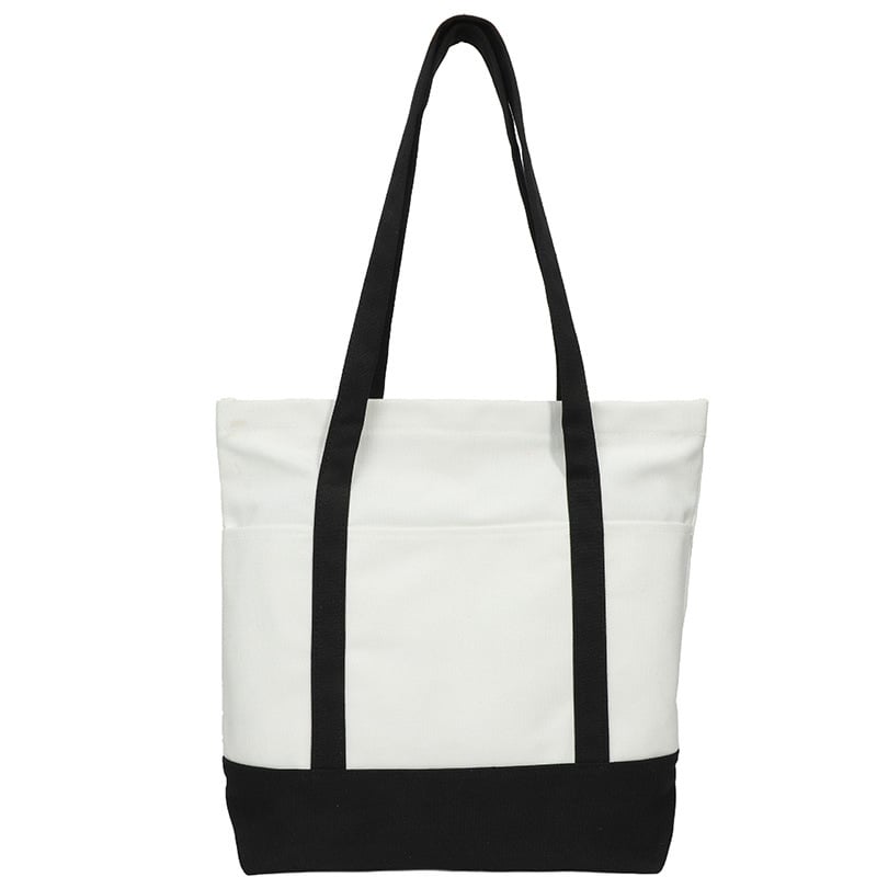 Канвасова чанта с принт на лого и текстура, цип за затваряне, подплата от полиестер, двойни презрамки, множество вътрешни джобове