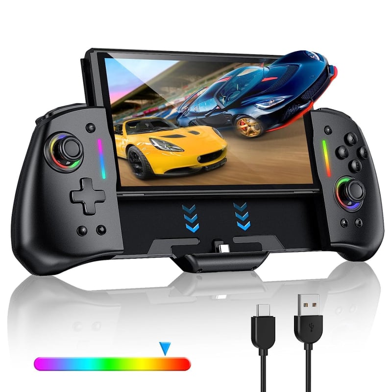 Controler de joc pentru Nintendo Switch și Switch OLED — cablu USB-C, vibrație, mapare macro, carcasă ABS