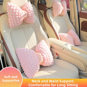 Pernă auto pentru cap și talie cu funda, material cu bule respirabil, toate anotimpurile, stil pastoral, umplutură din fibre sintetice