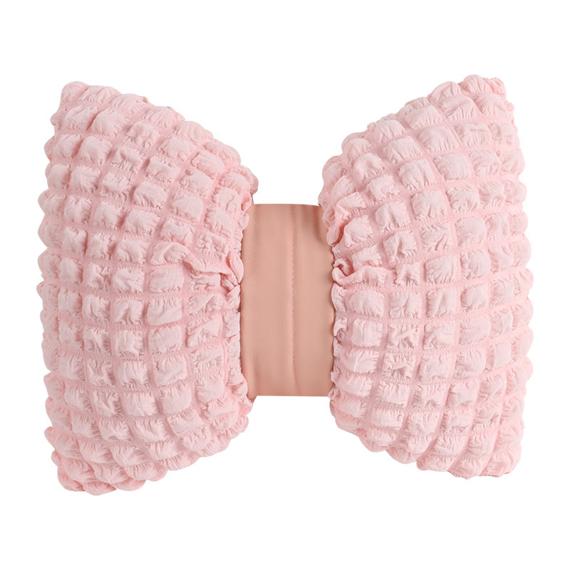 Pernă auto pentru cap și talie cu funda, material cu bule respirabil, toate anotimpurile, stil pastoral, umplutură din fibre sintetice