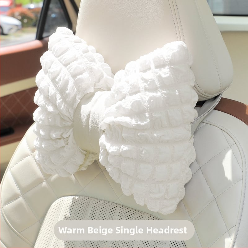 Pernă auto pentru cap și talie cu funda, material cu bule respirabil, toate anotimpurile, stil pastoral, umplutură din fibre sintetice