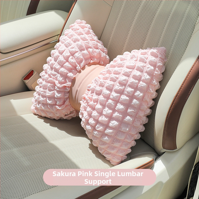 Pernă auto pentru cap și talie cu funda, material cu bule respirabil, toate anotimpurile, stil pastoral, umplutură din fibre sintetice