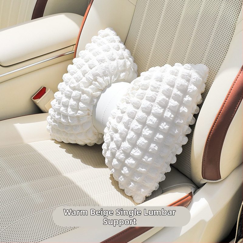 Pernă auto pentru cap și talie cu funda, material cu bule respirabil, toate anotimpurile, stil pastoral, umplutură din fibre sintetice