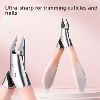 Клещи за нокти с клиновиден връх, дръжка от PP пластмаса с форма на костенурка, наклонена челюст, ултра остър от неръждаема стомана, маникюрни инструменти