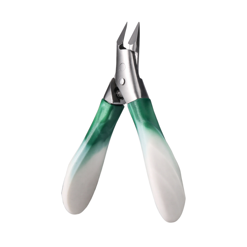 Клещи за нокти с клиновиден връх, дръжка от PP пластмаса с форма на костенурка, наклонена челюст, ултра остър от неръждаема стомана, маникюрни инструменти