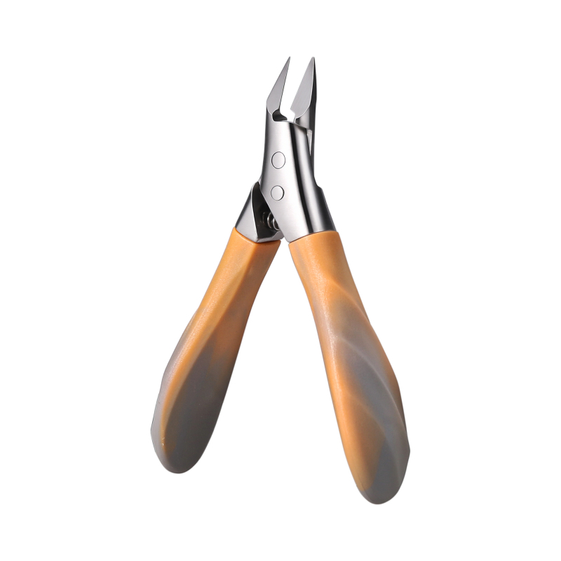 Клещи за нокти с клиновиден връх, дръжка от PP пластмаса с форма на костенурка, наклонена челюст, ултра остър от неръждаема стомана, маникюрни инструменти