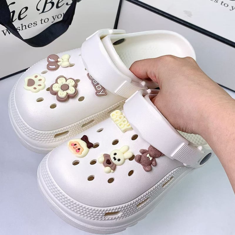 Moters Crocs stiliaus EVA sandalai, kvėpuojantys; EVA viršus ir pada; 3 cm+ storas pada; liejimo forma pada