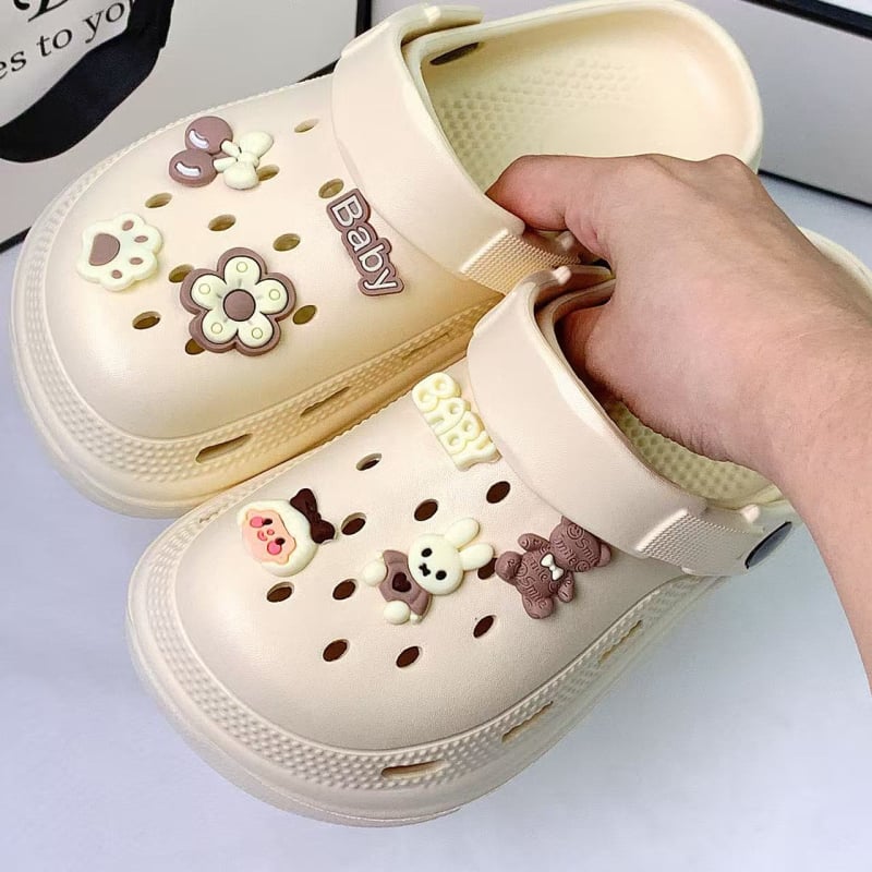 Moters Crocs stiliaus EVA sandalai, kvėpuojantys; EVA viršus ir pada; 3 cm+ storas pada; liejimo forma pada