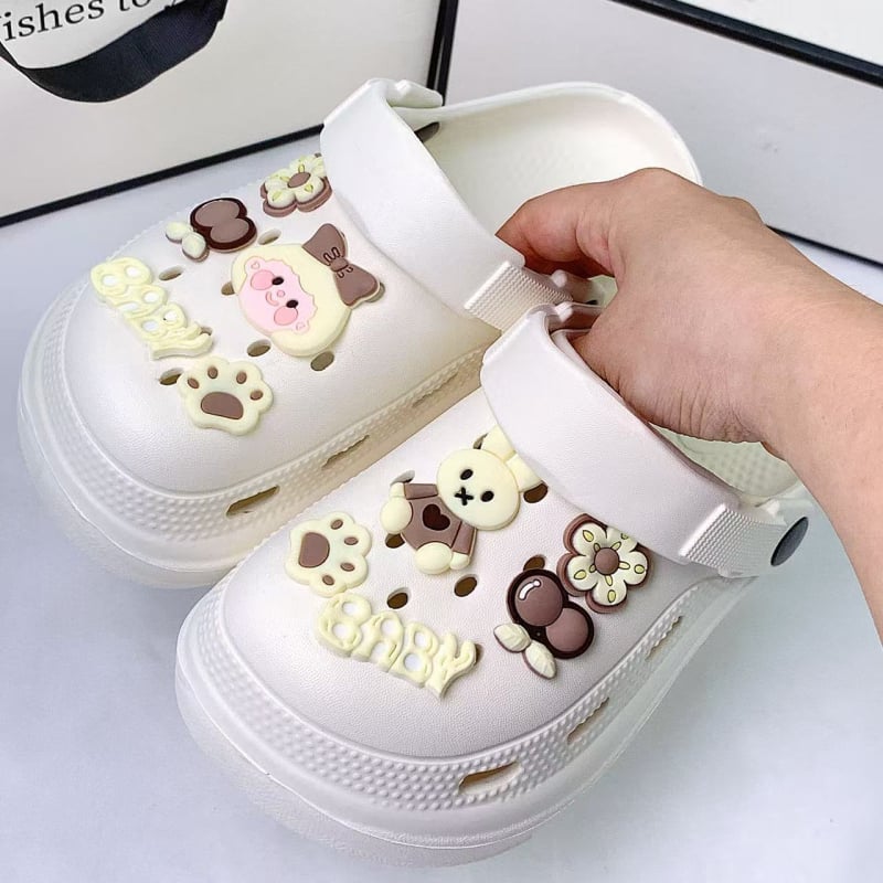 Moters Crocs stiliaus EVA sandalai, kvėpuojantys; EVA viršus ir pada; 3 cm+ storas pada; liejimo forma pada