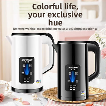 Hemisphere elektriskais tējkanna, liela ietilpība (>2 L), pogu vadība, divkārša sienas izolācija, iebūvēta pastāvīgas temperatūras kontrole