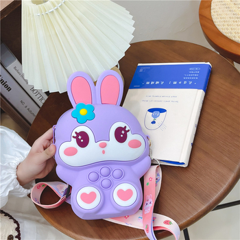 Geantă crossbody din silicon pentru copii, cu model desen animat, capacitate 120 ml, impermeabilă, fără căptușeală