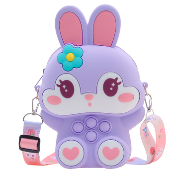 Geantă crossbody din silicon pentru copii, cu model desen animat, capacitate 120 ml, impermeabilă, fără căptușeală