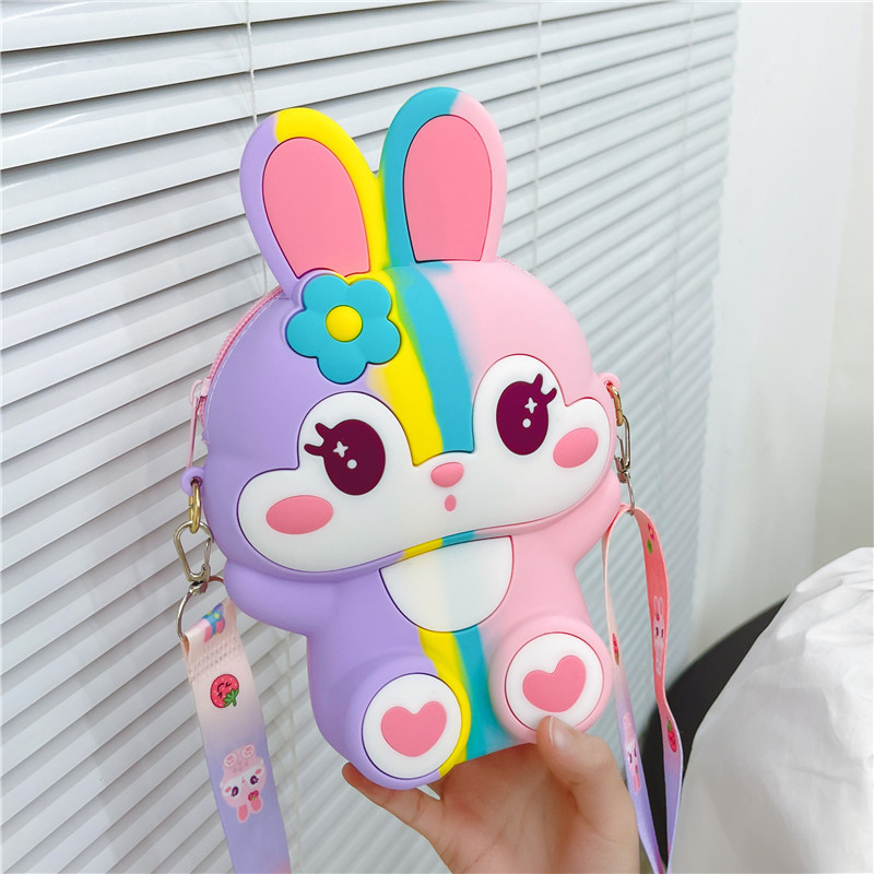 Geantă crossbody din silicon pentru copii, cu model desen animat, capacitate 120 ml, impermeabilă, fără căptușeală