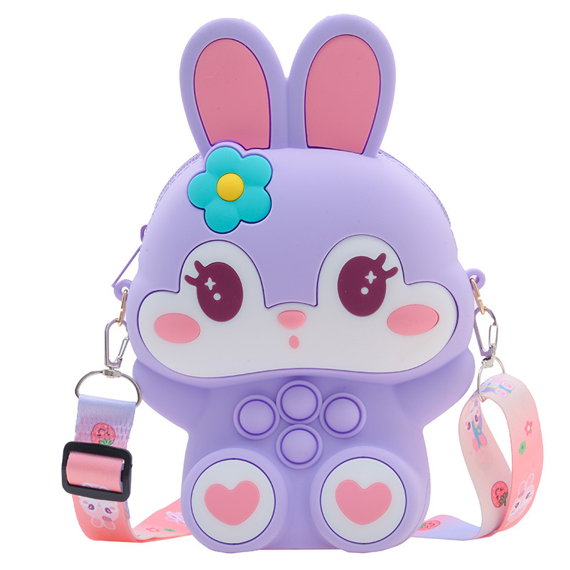 Geantă crossbody din silicon pentru copii, cu model desen animat, capacitate 120 ml, impermeabilă, fără căptușeală